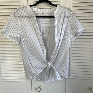 J.crew white Medium size  blouse with baby blue stripes